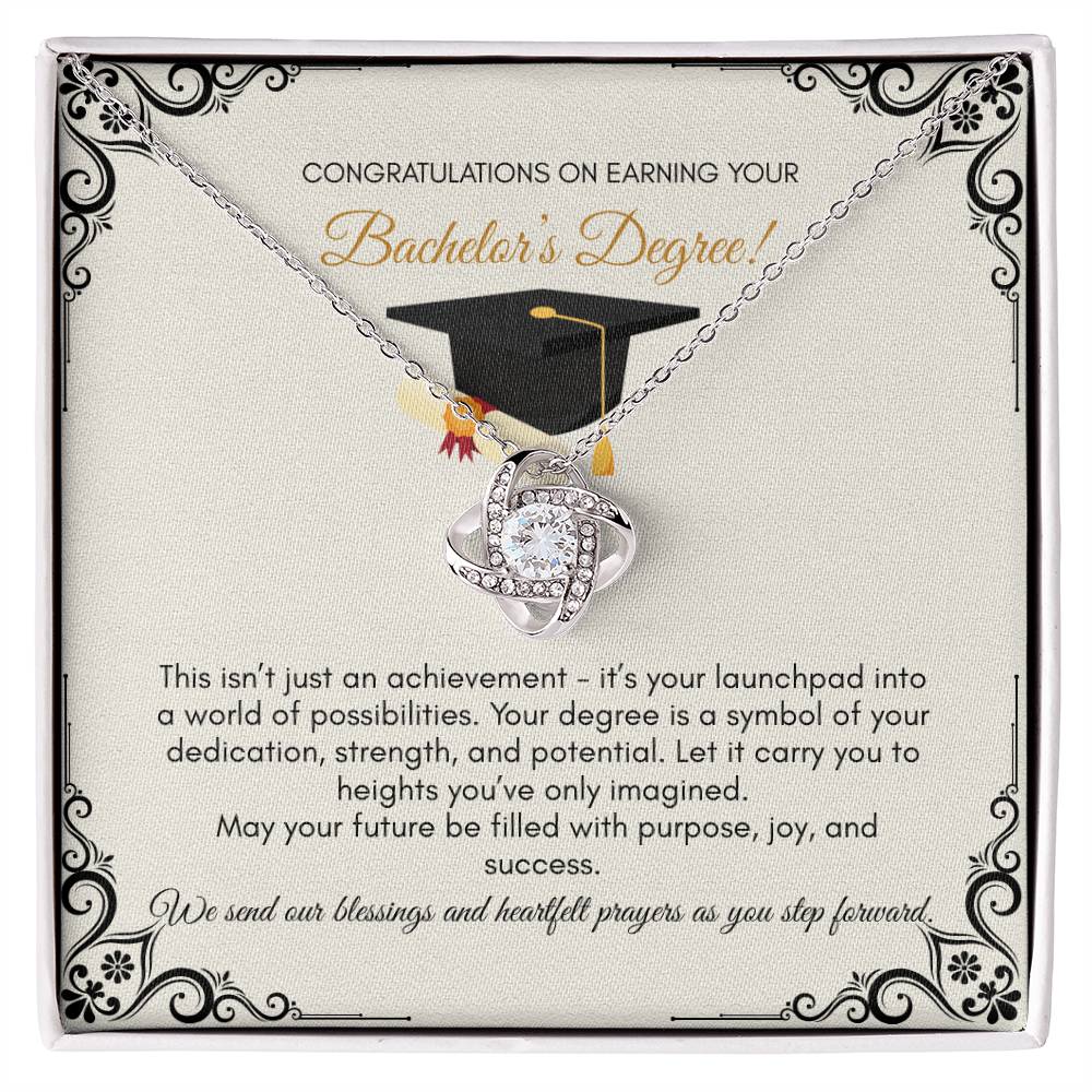 Graduation | Congratulations On Earning Your Bachelor Degree | Love Knot Necklace