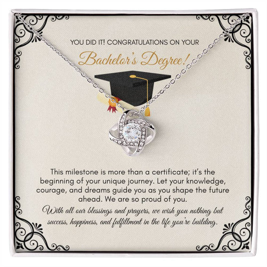 Graduation | You Did It ! Congratulations On Your Bachelors Degree | Love Knot Necklace