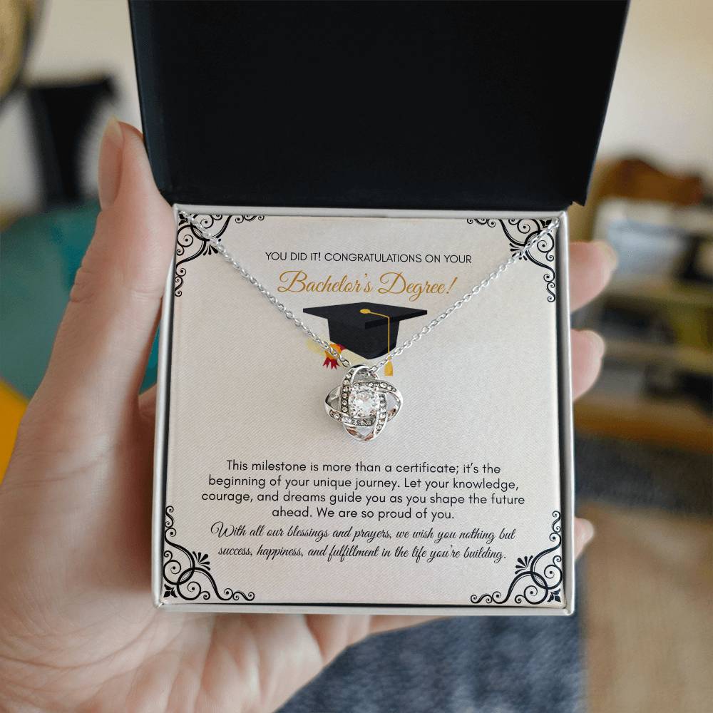 Graduation | You Did It ! Congratulations On Your Bachelors Degree | Love Knot Necklace