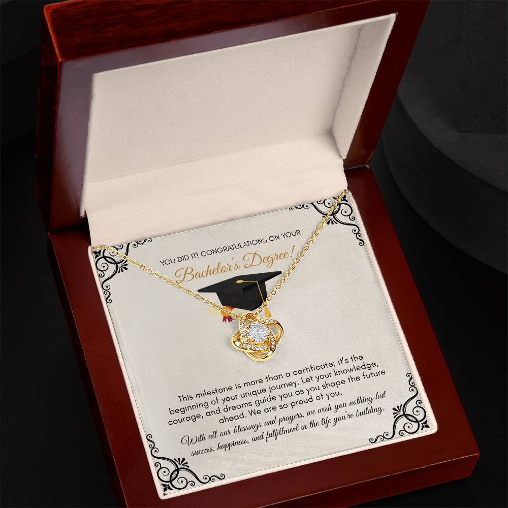 Graduation | You Did It ! Congratulations On Your Bachelors Degree | Love Knot Necklace