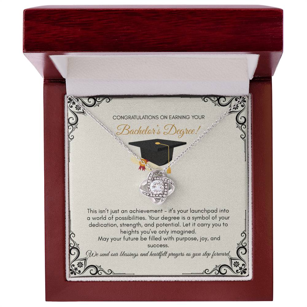 Graduation | Congratulations On Earning Your Bachelor Degree | Love Knot Necklace