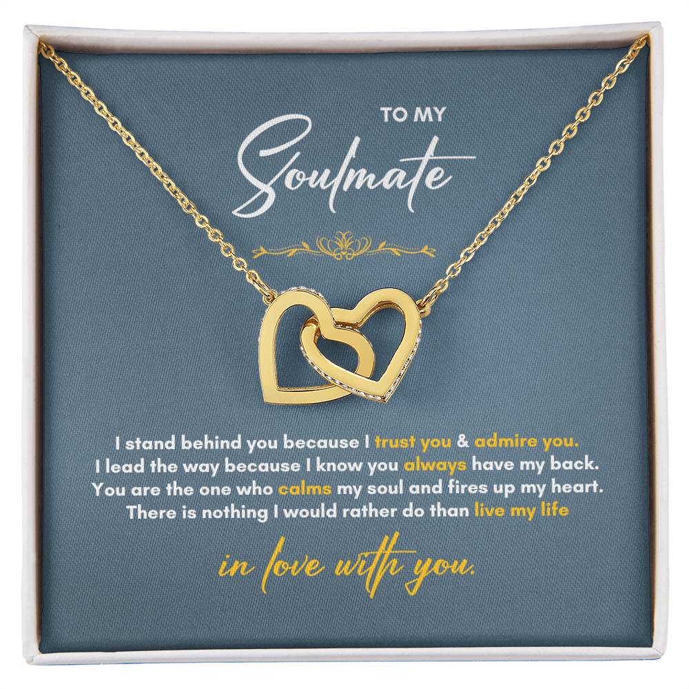 To My Soulmate | I Stand Behind You | Interlocking Hearts Necklace