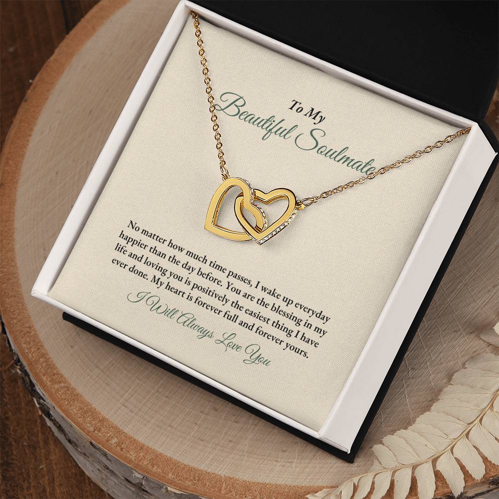 To My Soulmate | No Matter How Much | Interlocking Hearts Necklace