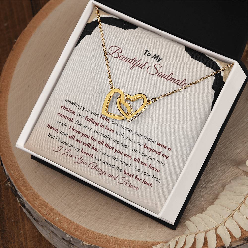 To My Soulmate | Meeting You Was Fate | Interlocking Hearts Necklace