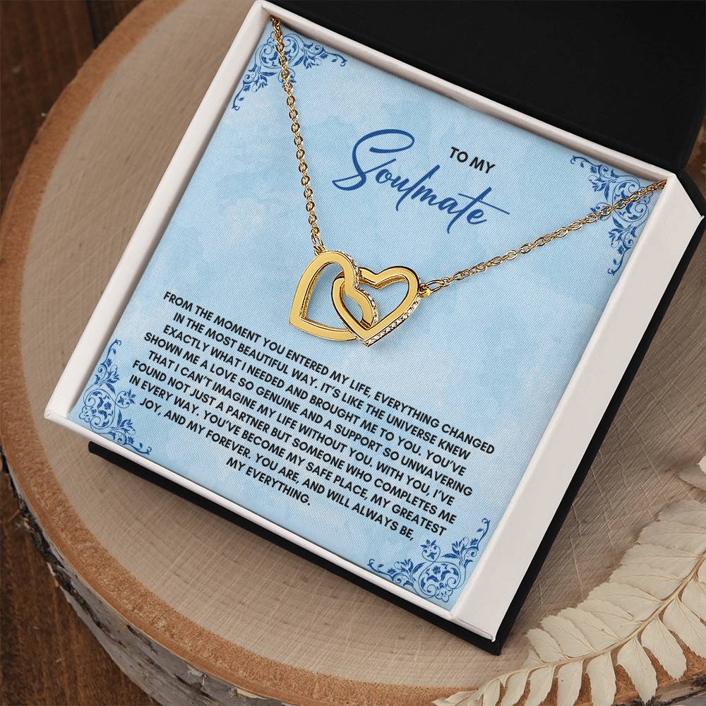To My Soulmate | From The MomentYou Entered | Interlocking Hearts Necklace