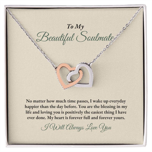 To My Soulmate | No Matter How Much | Interlocking Hearts Necklace
