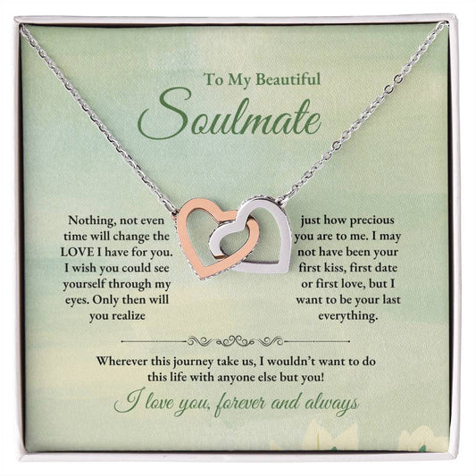 To My Soulmate | Nothing, Not Even Time | Interlocking Hearts Necklace