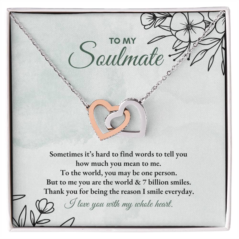 To My Soulmate | Sometimes It's Hard | Interlocking Hearts Necklace