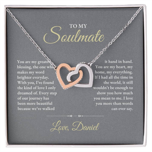 To My Soulmate | You Are My Greatest | Interlocking Hearts Necklace