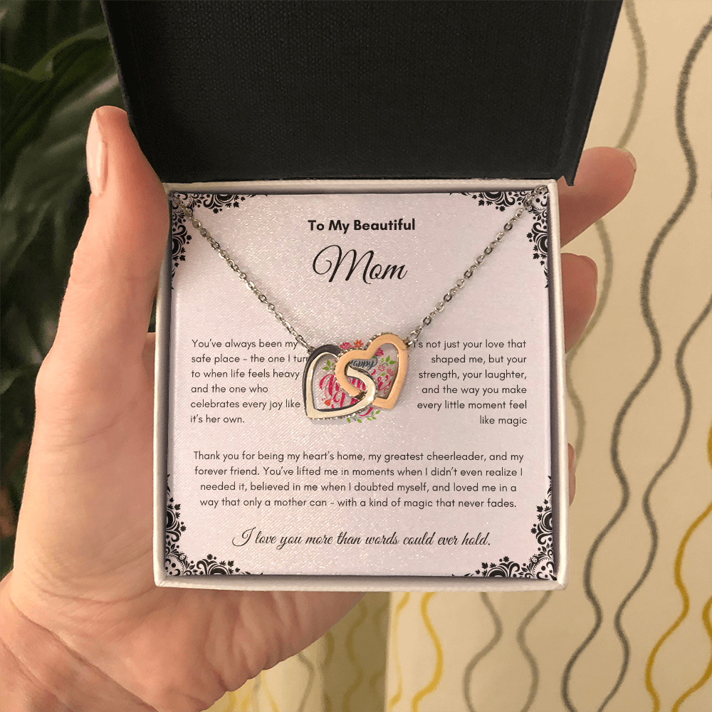 Mother's Day | To My Beautiful Mom | Interlocking Hearts Necklace