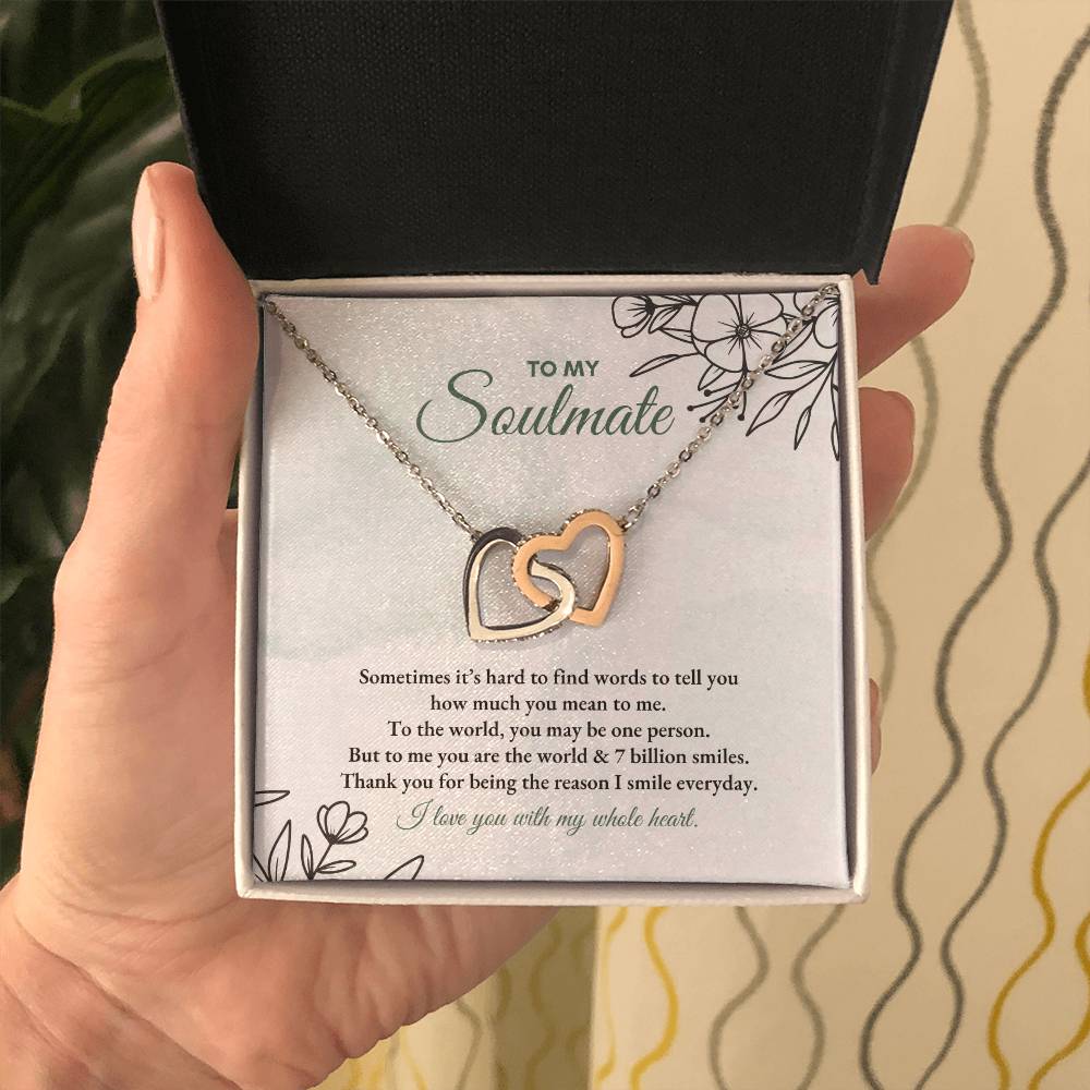 To My Soulmate | Sometimes It's Hard | Interlocking Hearts Necklace
