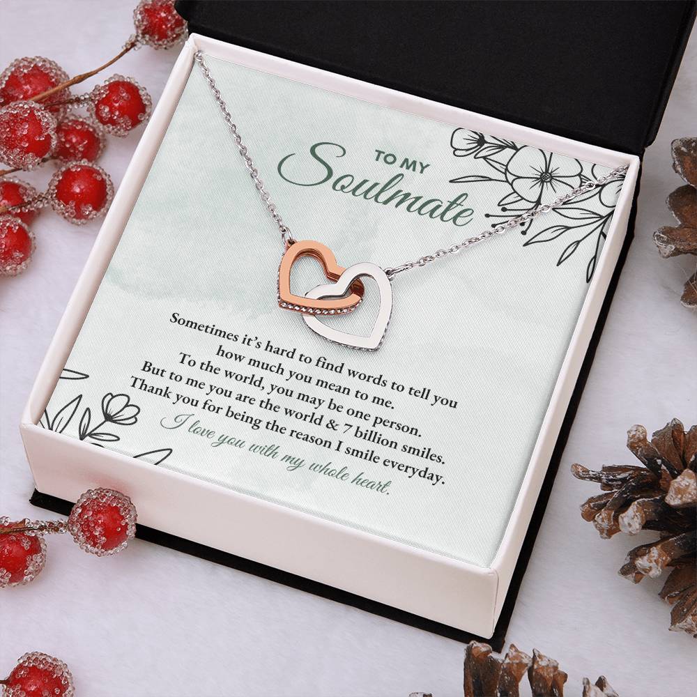 To My Soulmate | Sometimes It's Hard | Interlocking Hearts Necklace