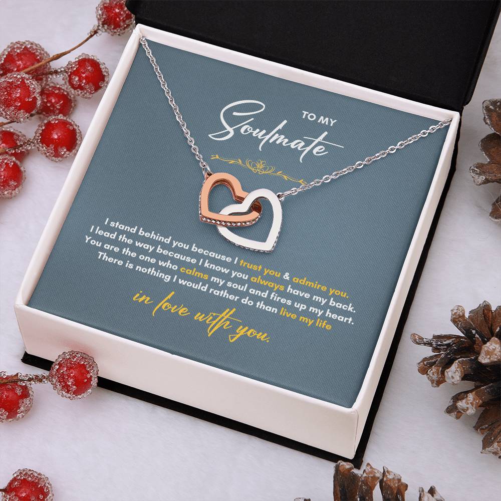 To My Soulmate | I Stand Behind You | Interlocking Hearts Necklace