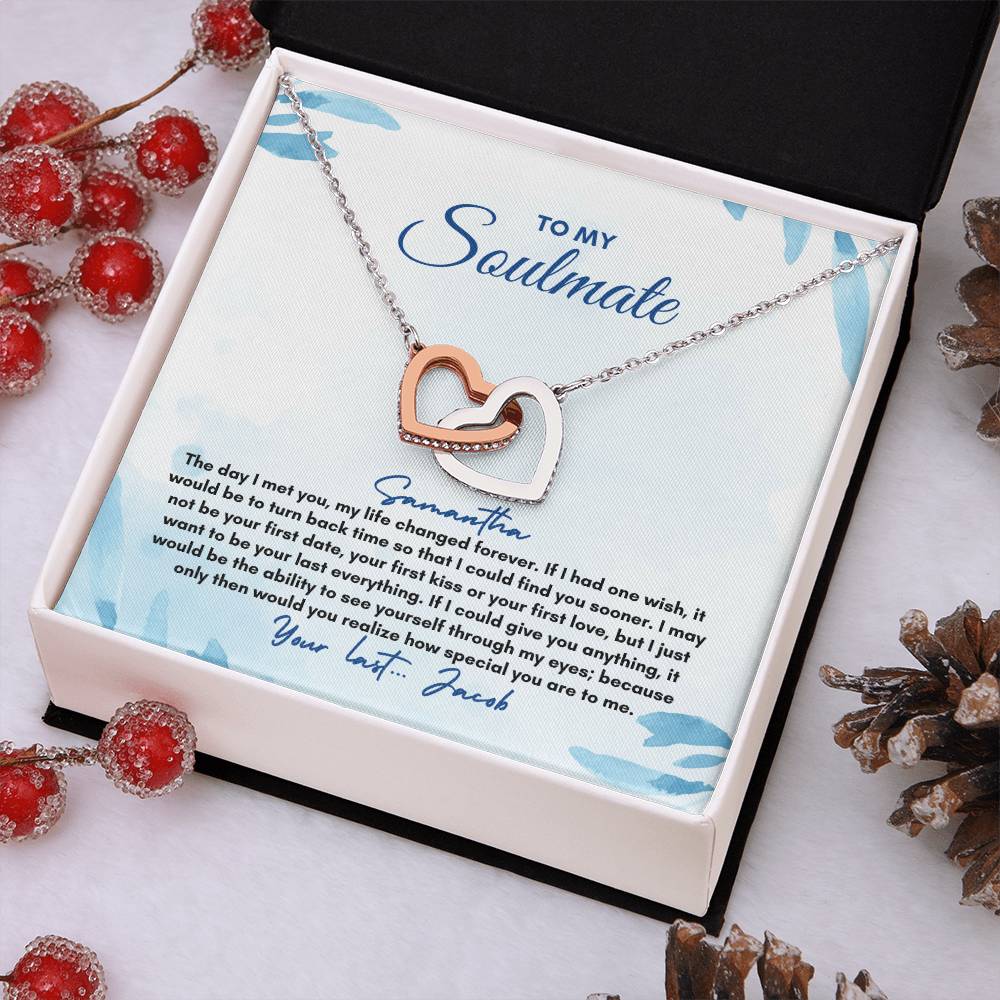 To My Soulmate | The Day I Met You | Interlocking Hearts Necklace