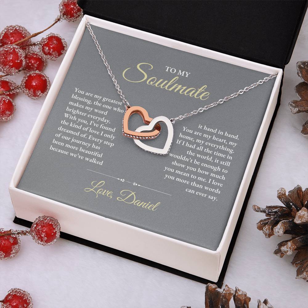 To My Soulmate | You Are My Greatest | Interlocking Hearts Necklace