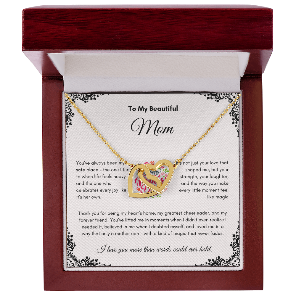 Mother's Day | To My Beautiful Mom | Interlocking Hearts Necklace