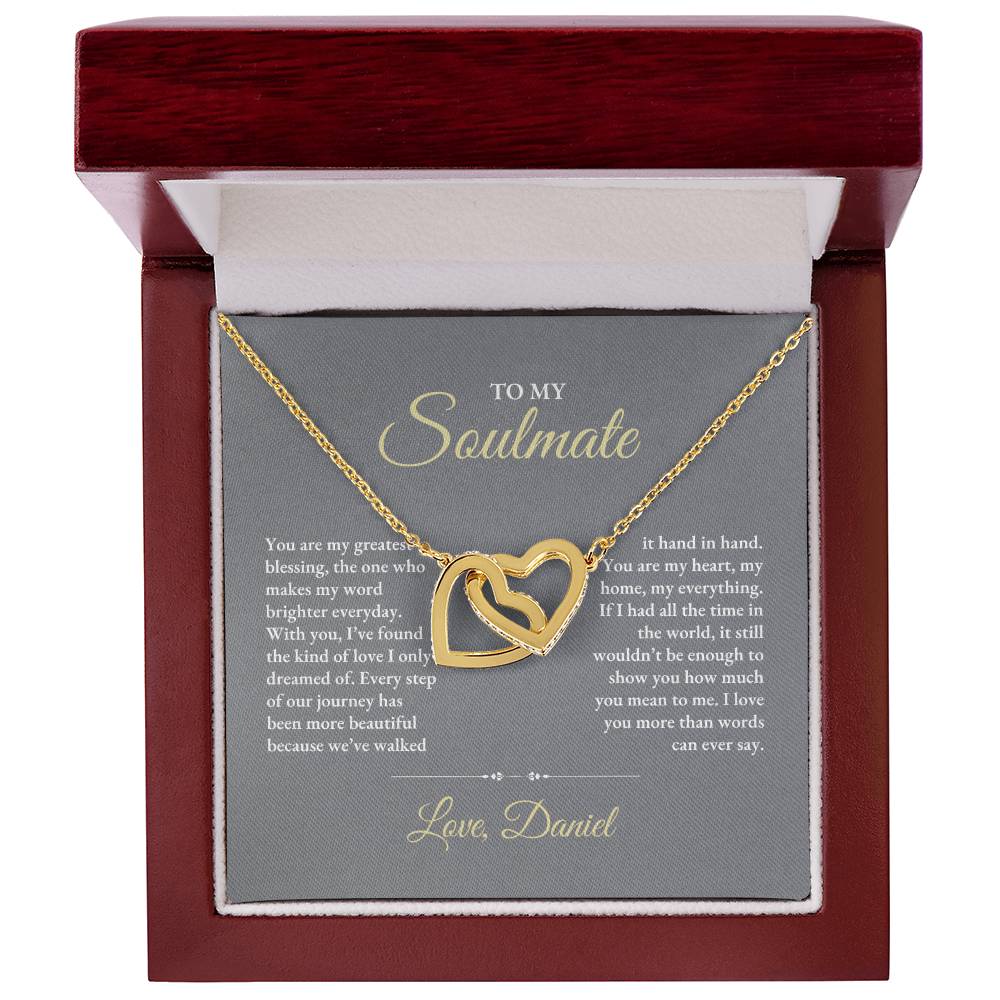 To My Soulmate | You Are My Greatest | Interlocking Hearts Necklace