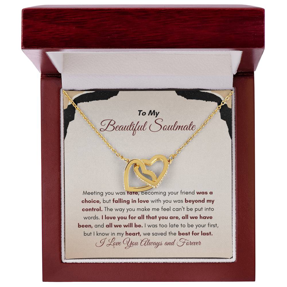 To My Soulmate | Meeting You Was Fate | Interlocking Hearts Necklace