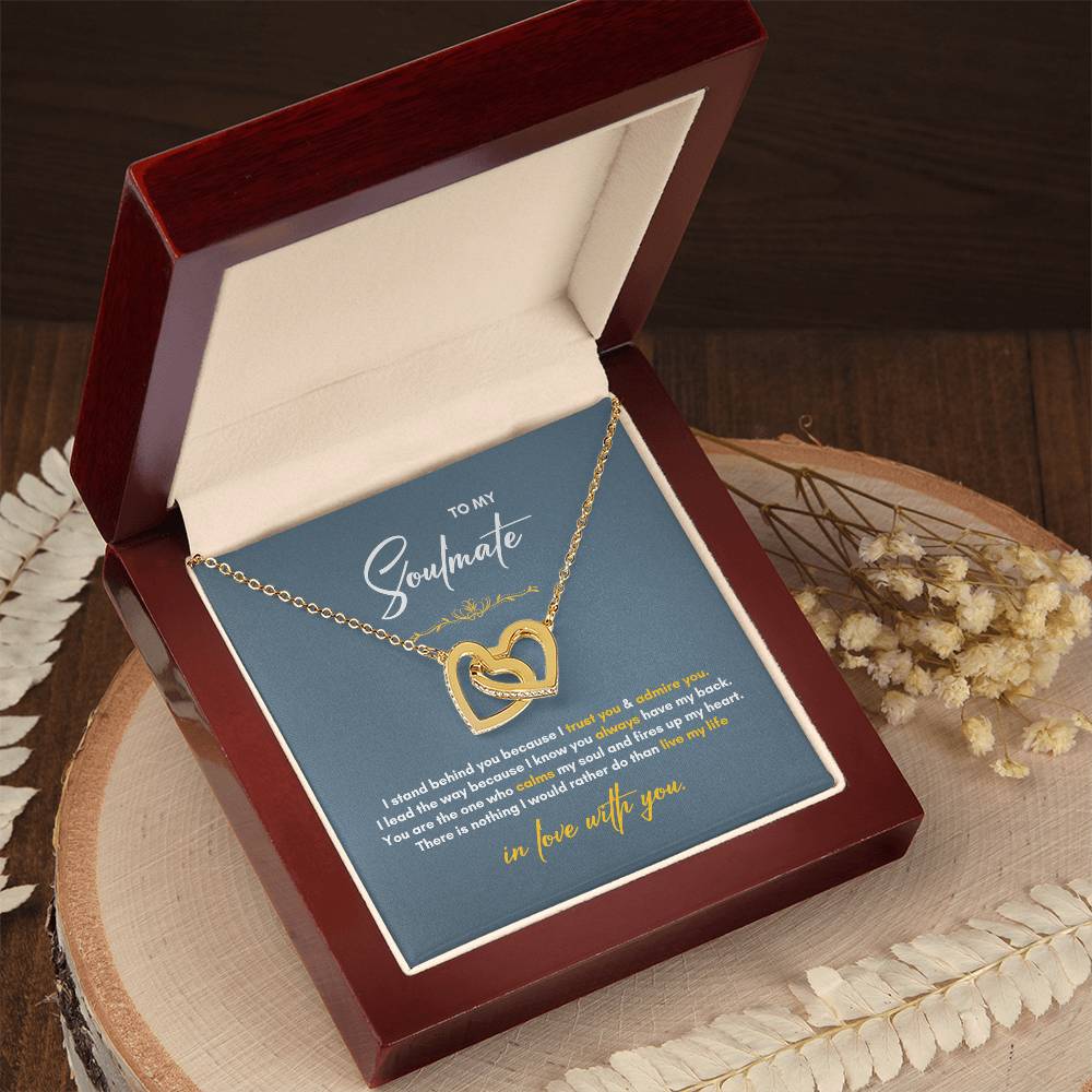 To My Soulmate | I Stand Behind You | Interlocking Hearts Necklace