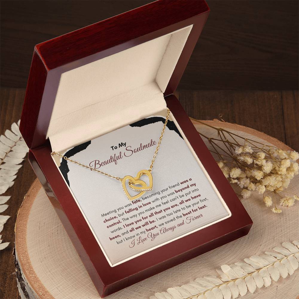To My Soulmate | Meeting You Was Fate | Interlocking Hearts Necklace