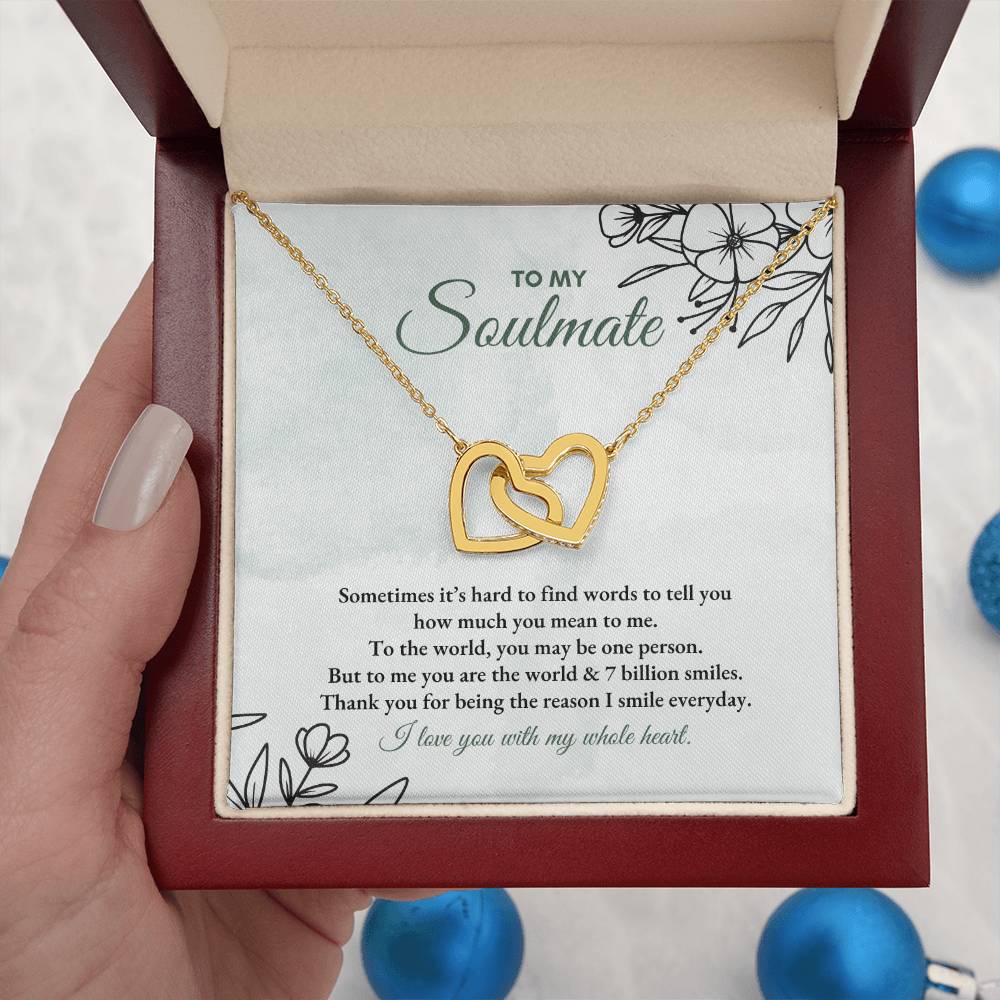 To My Soulmate | Sometimes It's Hard | Interlocking Hearts Necklace