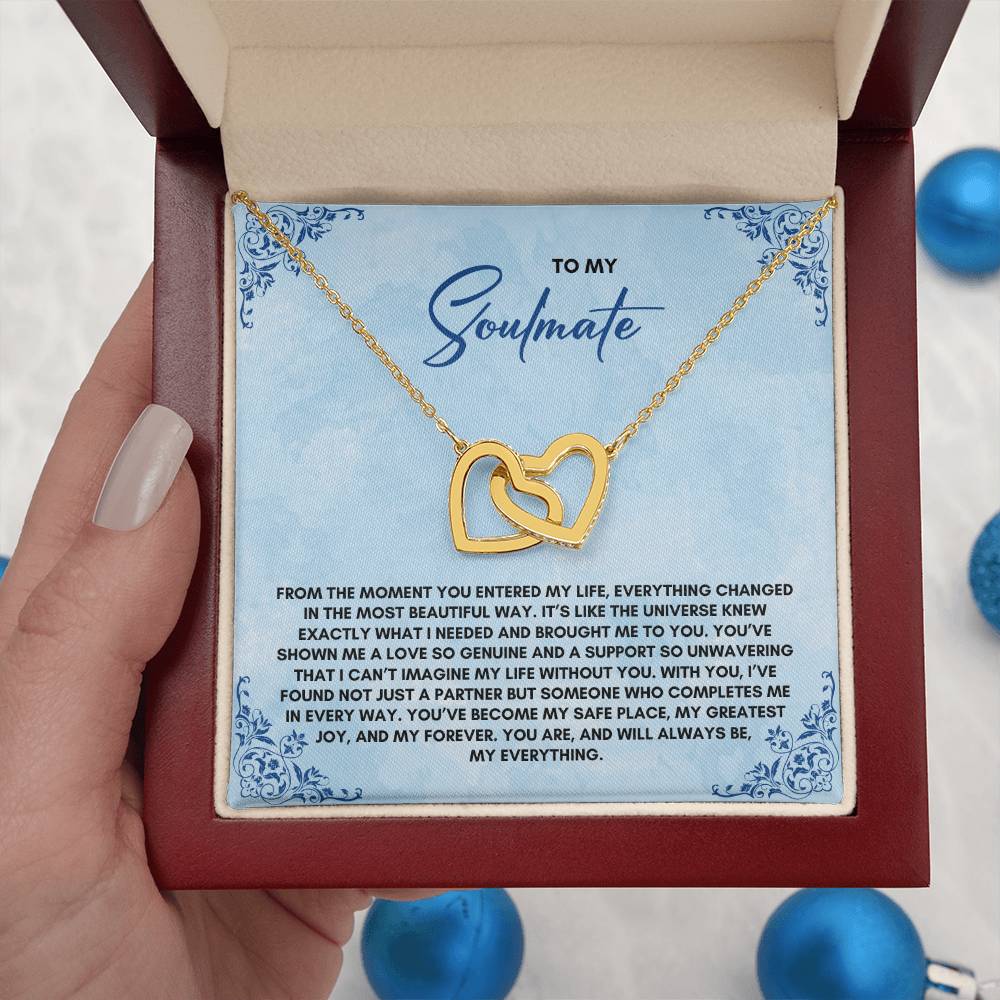 To My Soulmate | From The MomentYou Entered | Interlocking Hearts Necklace