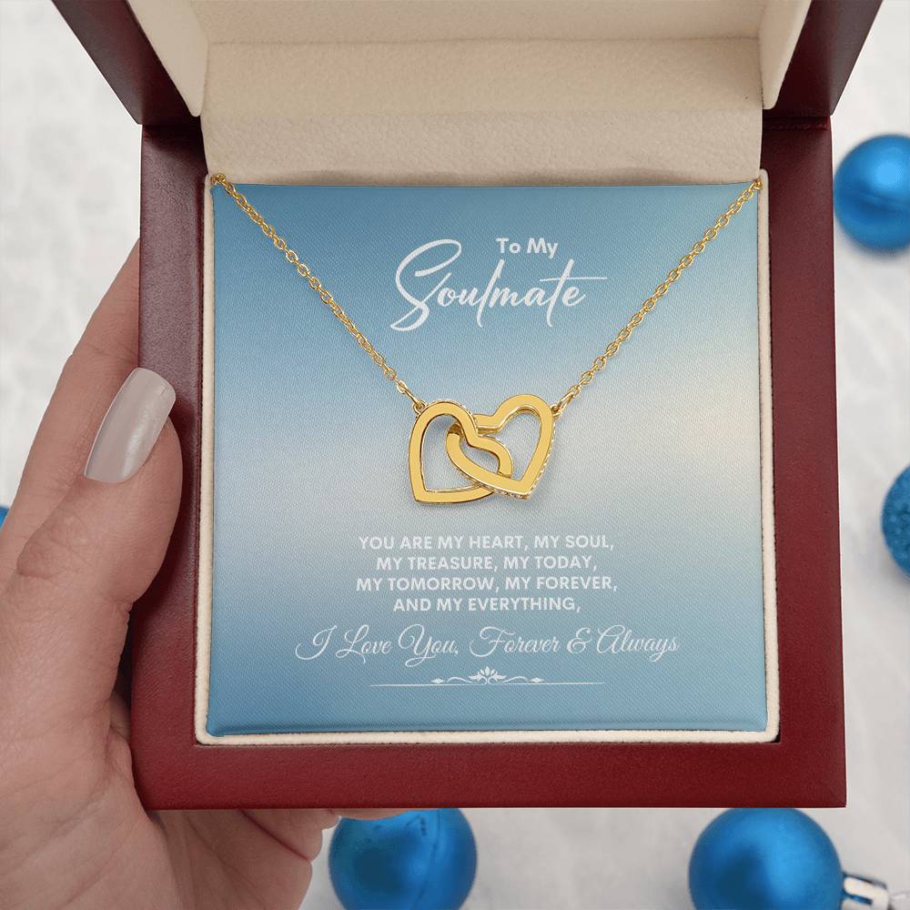 To My Soulmate | You Are My Heart | Interlocking Hearts Necklace