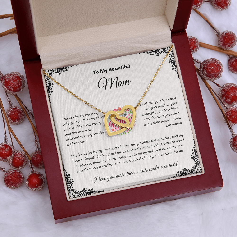 Mother's Day | To My Beautiful Mom | Interlocking Hearts Necklace