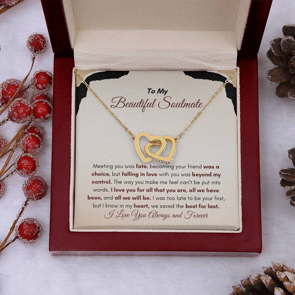 To My Soulmate | Meeting You Was Fate | Interlocking Hearts Necklace