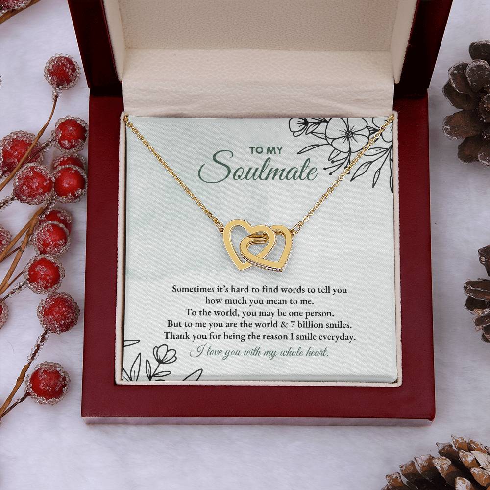 To My Soulmate | Sometimes It's Hard | Interlocking Hearts Necklace