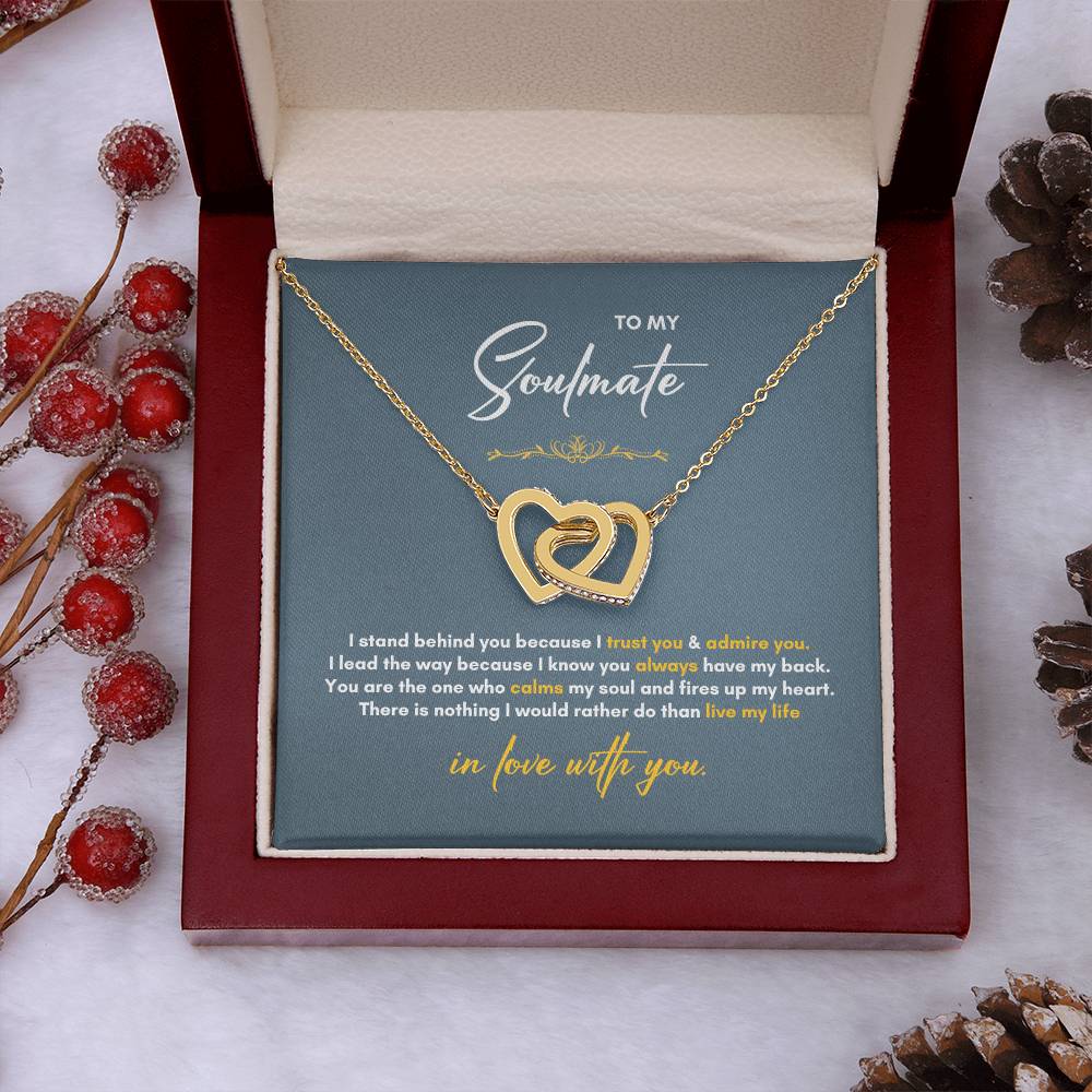 To My Soulmate | I Stand Behind You | Interlocking Hearts Necklace