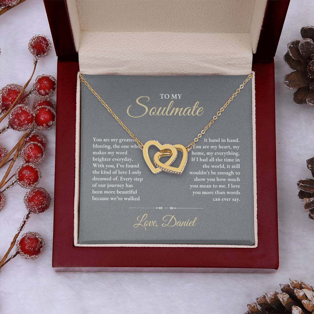 To My Soulmate | You Are My Greatest | Interlocking Hearts Necklace