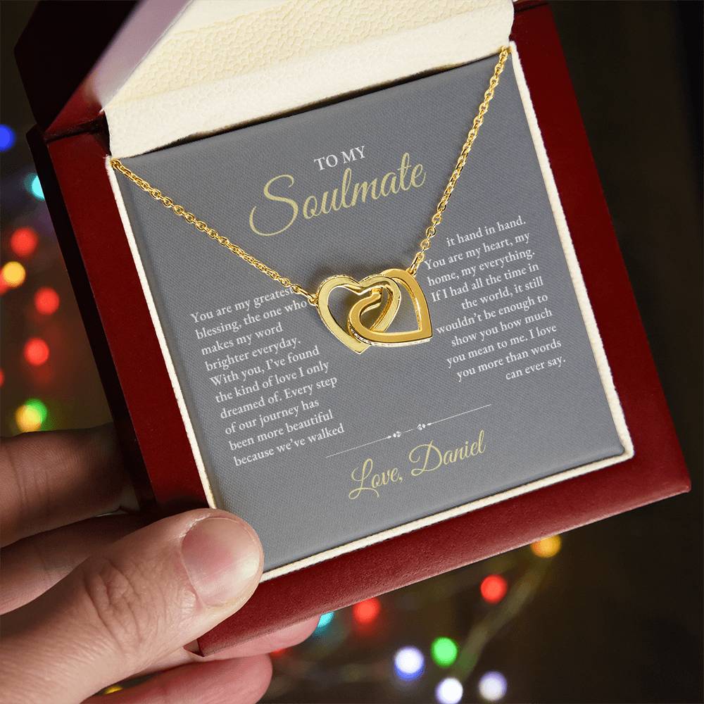 To My Soulmate | You Are My Greatest | Interlocking Hearts Necklace