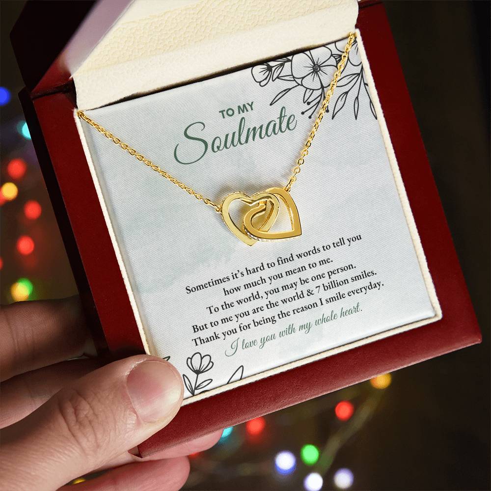 To My Soulmate | Sometimes It's Hard | Interlocking Hearts Necklace