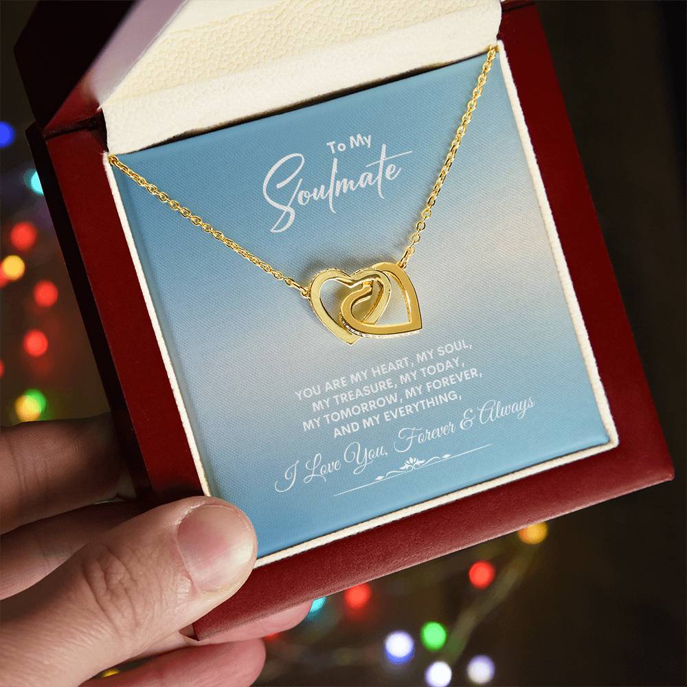 To My Soulmate | You Are My Heart | Interlocking Hearts Necklace
