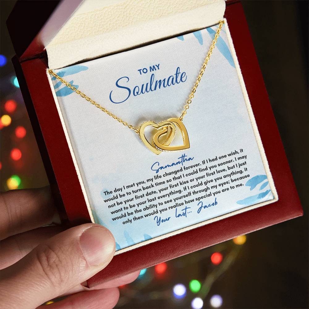To My Soulmate | The Day I Met You | Interlocking Hearts Necklace