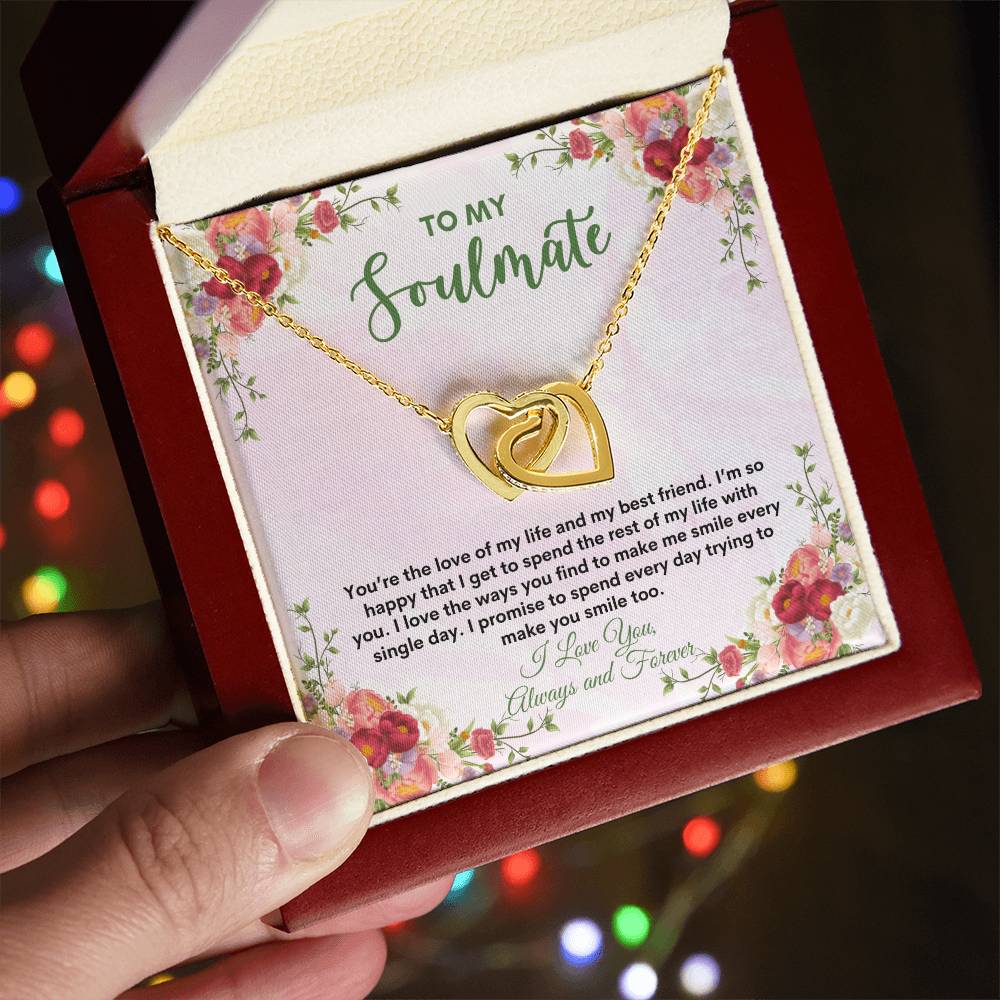 To My Soulmate | You're The Love | Interlocking Hearts Necklace