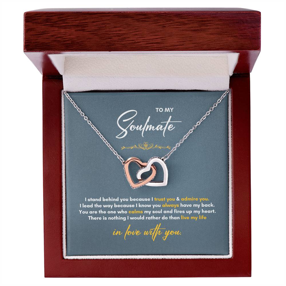 To My Soulmate | I Stand Behind You | Interlocking Hearts Necklace