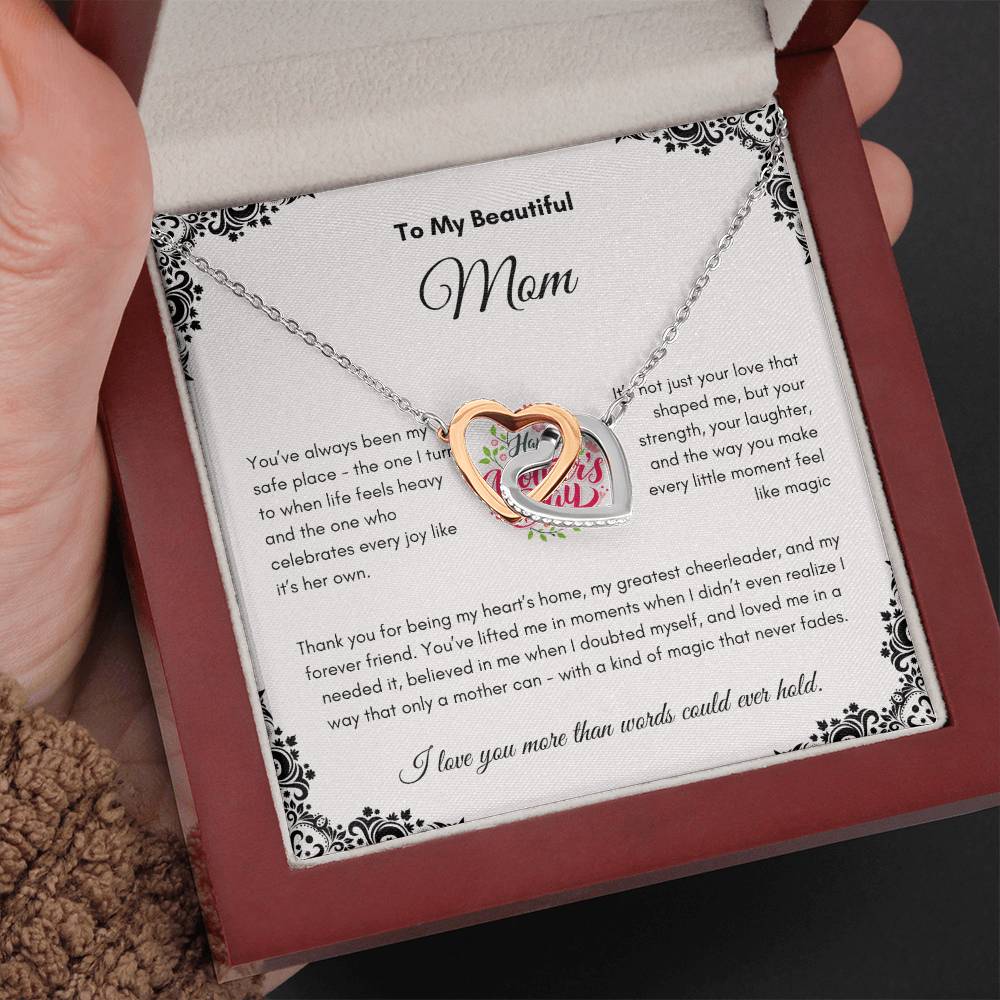 Mother's Day | To My Beautiful Mom | Interlocking Hearts Necklace