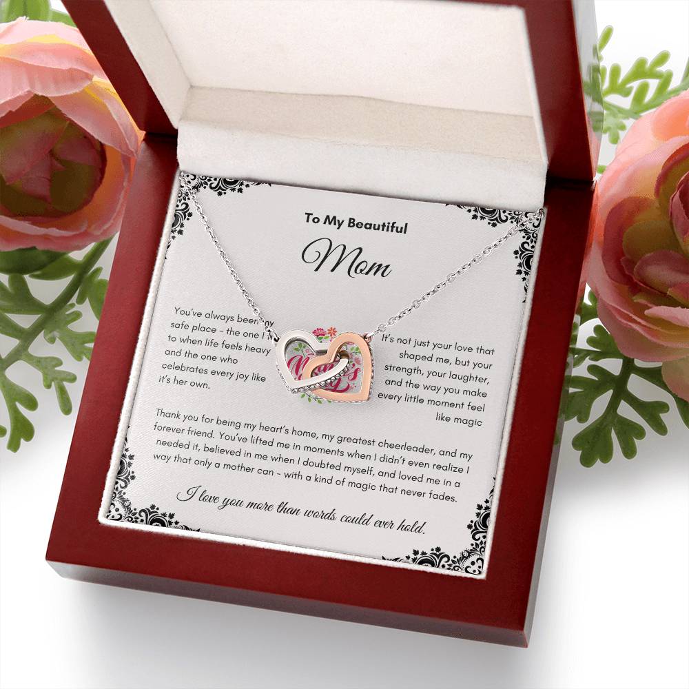Mother's Day | To My Beautiful Mom | Interlocking Hearts Necklace