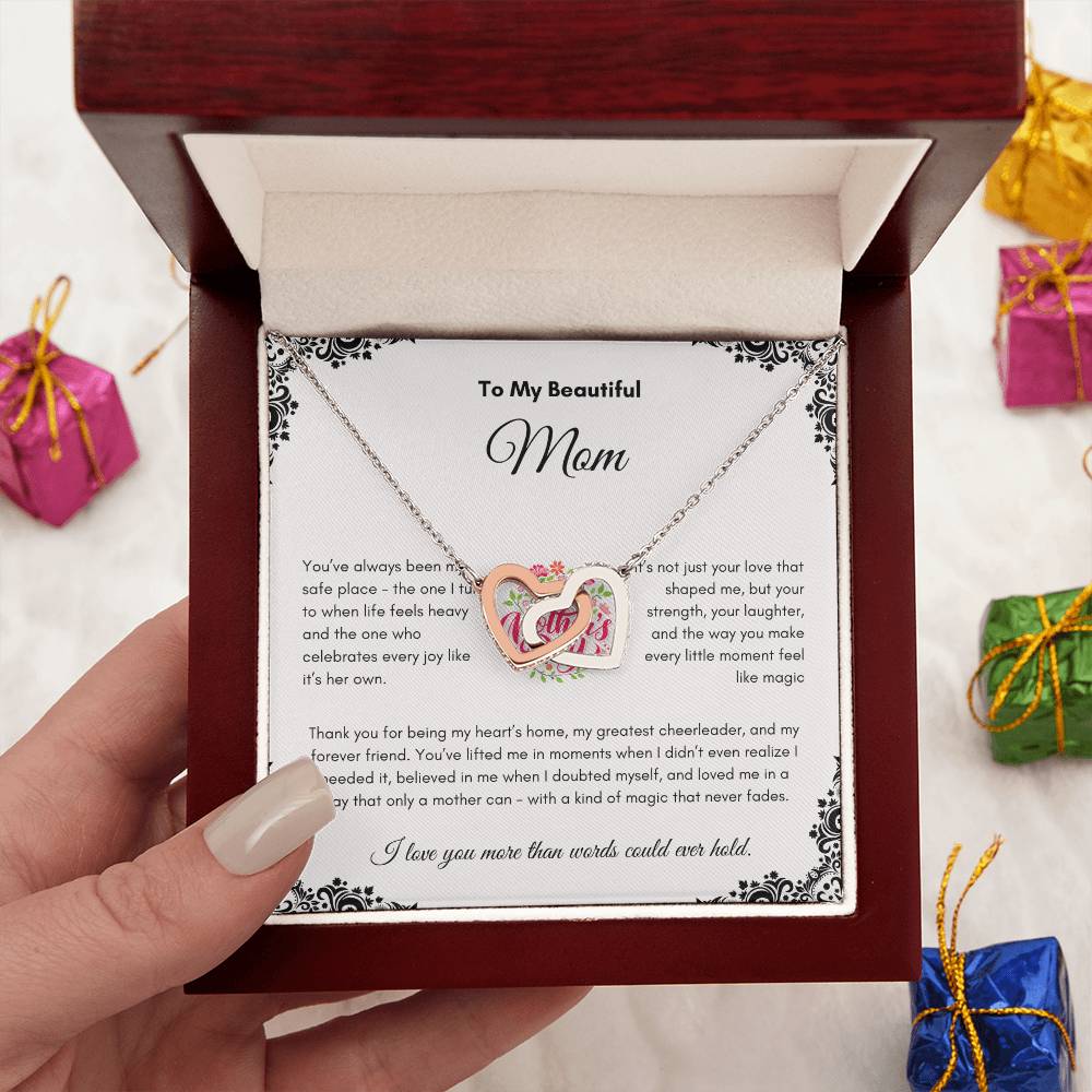 Mother's Day | To My Beautiful Mom | Interlocking Hearts Necklace