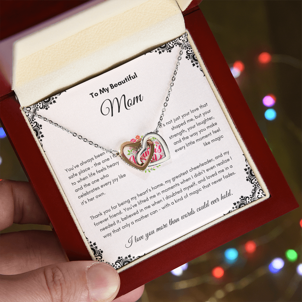 Mother's Day | To My Beautiful Mom | Interlocking Hearts Necklace