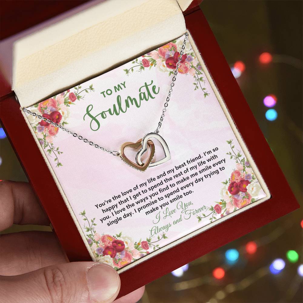 To My Soulmate | You're The Love | Interlocking Hearts Necklace
