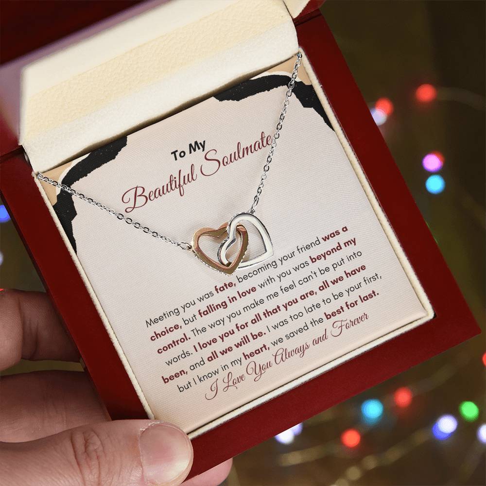 To My Soulmate | Meeting You Was Fate | Interlocking Hearts Necklace