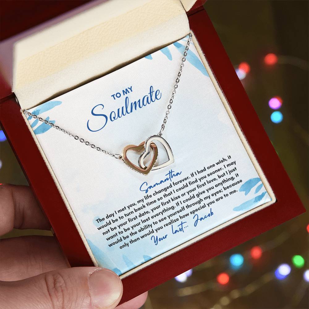 To My Soulmate | The Day I Met You | Interlocking Hearts Necklace