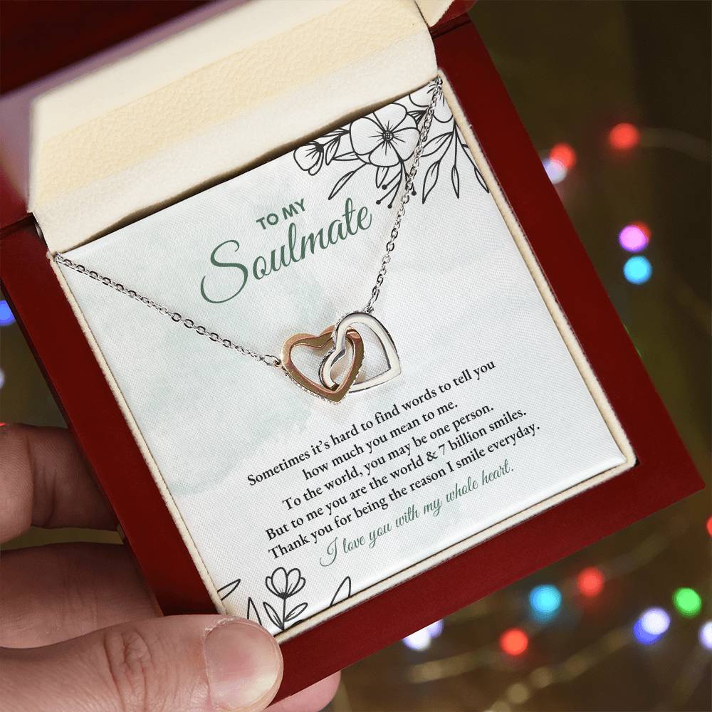 To My Soulmate | Sometimes It's Hard | Interlocking Hearts Necklace