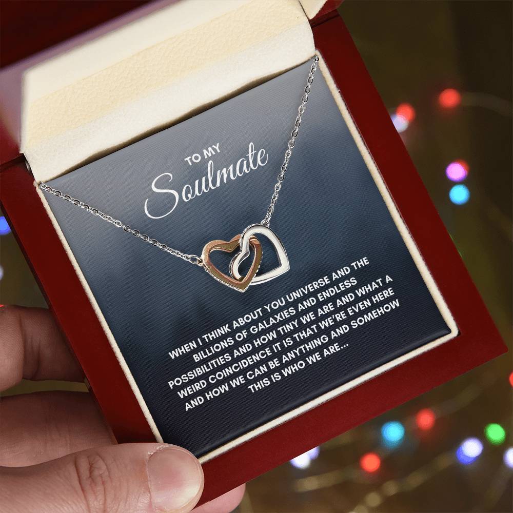 To My Soulmate | When I Think About | Interlocking Hearts Necklace