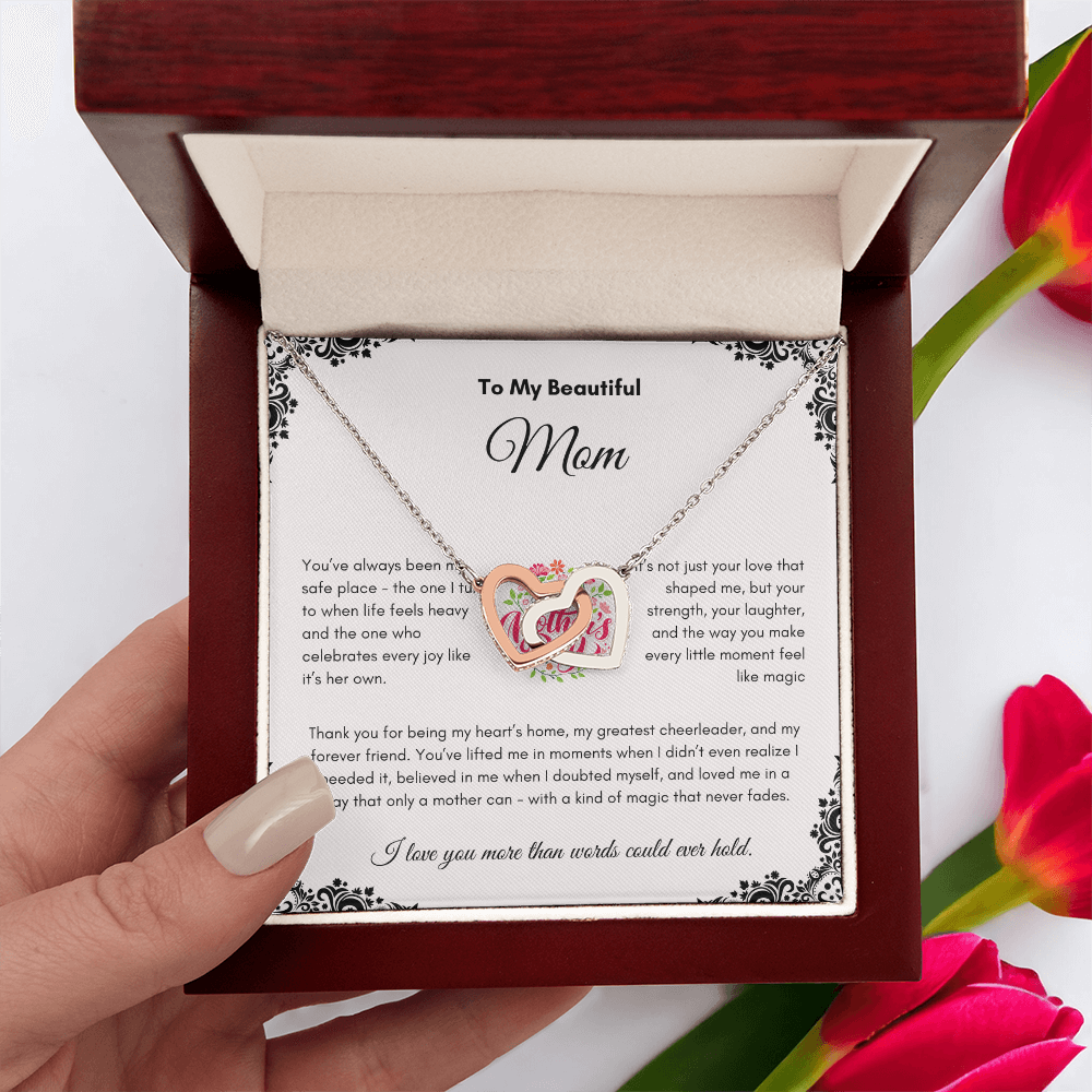 Mother's Day | To My Beautiful Mom | Interlocking Hearts Necklace