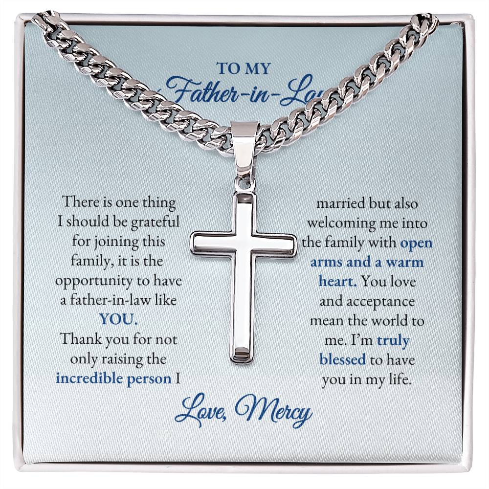 To My Father In Law | There Is One Thing I Should Be Grateful | Cuban Link Chain with Artisan Cross