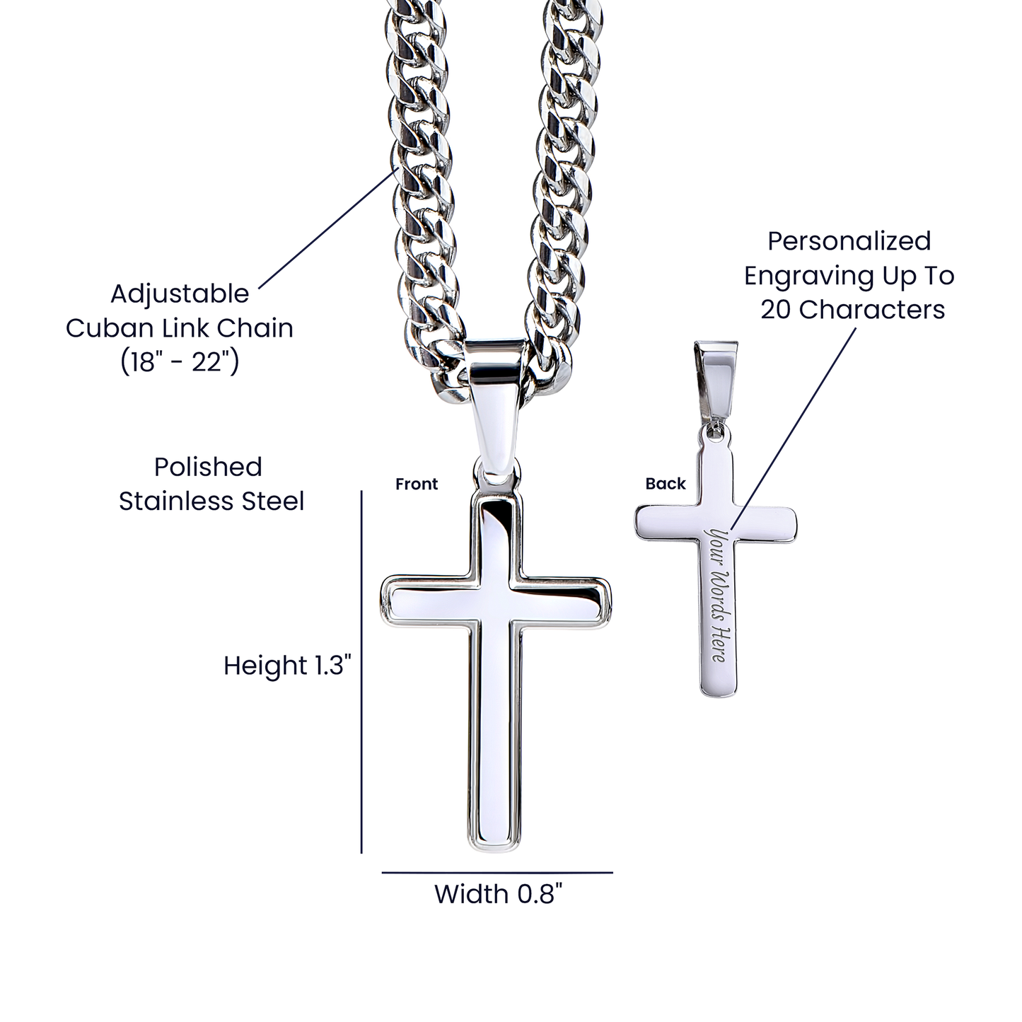 To My Son | You Are Stronger Than you Realize | Cuban Link Chain with Artisan Cross